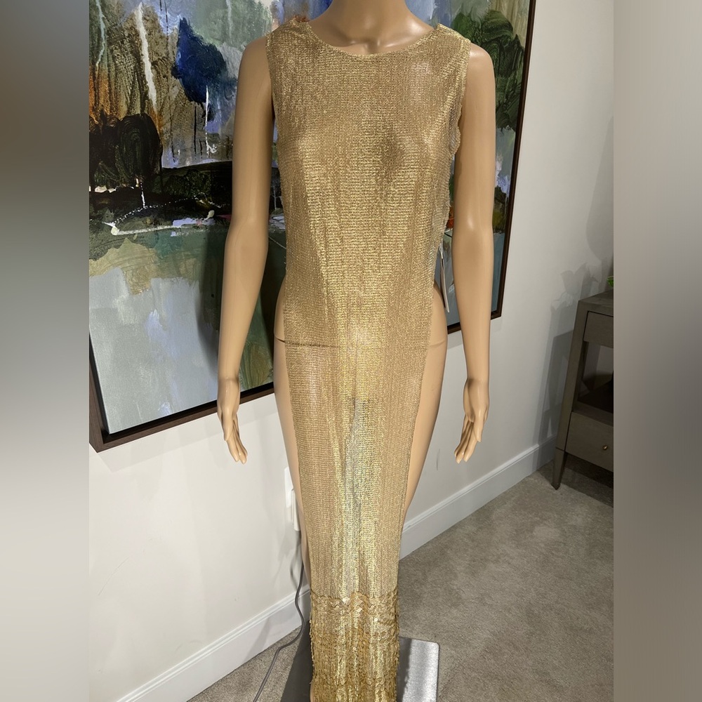 Joannis Guia metallic mesh luxury crisscoss back incredible fabric architecture!